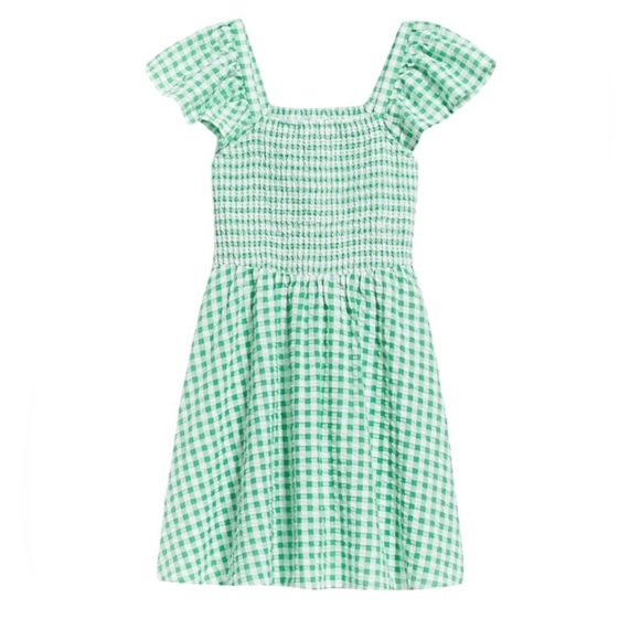 Old Navy Dresses & Skirts - Old Navy Green Gingham Fit and Flare Flutter Sleeve Smocked Seersucker Dress 2X